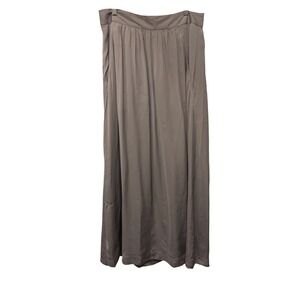 Gap Gray High Waisted Pleated Maxi Skirt Minimalist Chic Holidays Modest Office